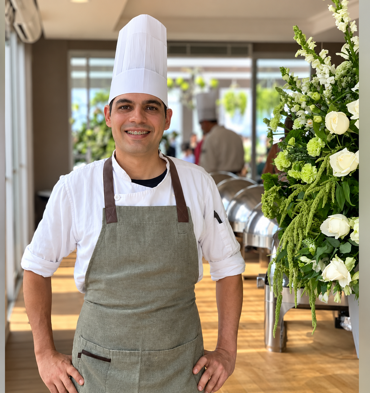 Chef da Villa Albahaca na cozinha